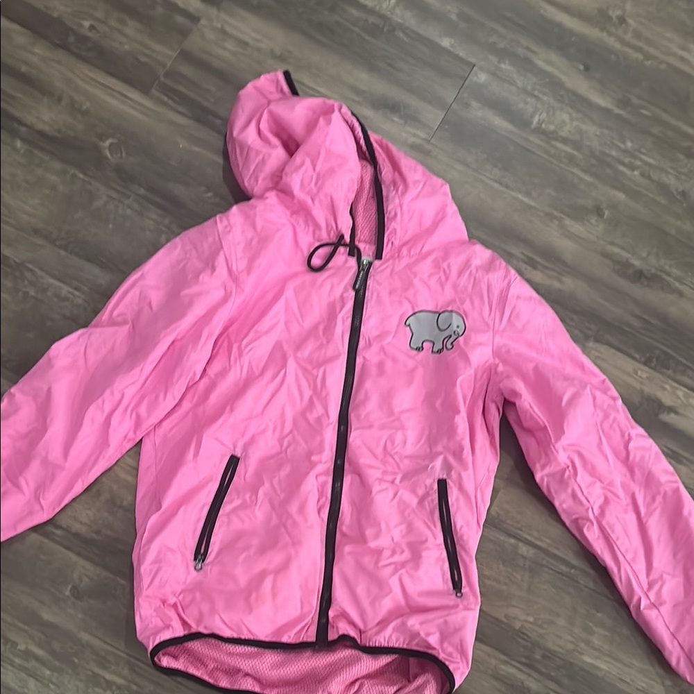 Ivory Ella Pink Hooded Raincoat with Elephant Design